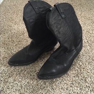 Genuine leather black cowboy boots women's 7.5
